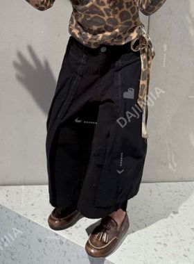 25轻奢风潮牌定制HLW不规则重工男女童日系风黑色休闲潮裤