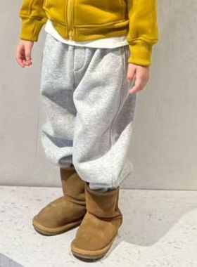 25秋冬新款巨舒服百搭灰色棉感加厚入园宝宝加绒加厚卫裤