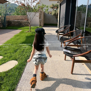 26夏季大金家女童水洗蓝后蝴蝶结软牛仔松紧腰百搭洋气个性短裤