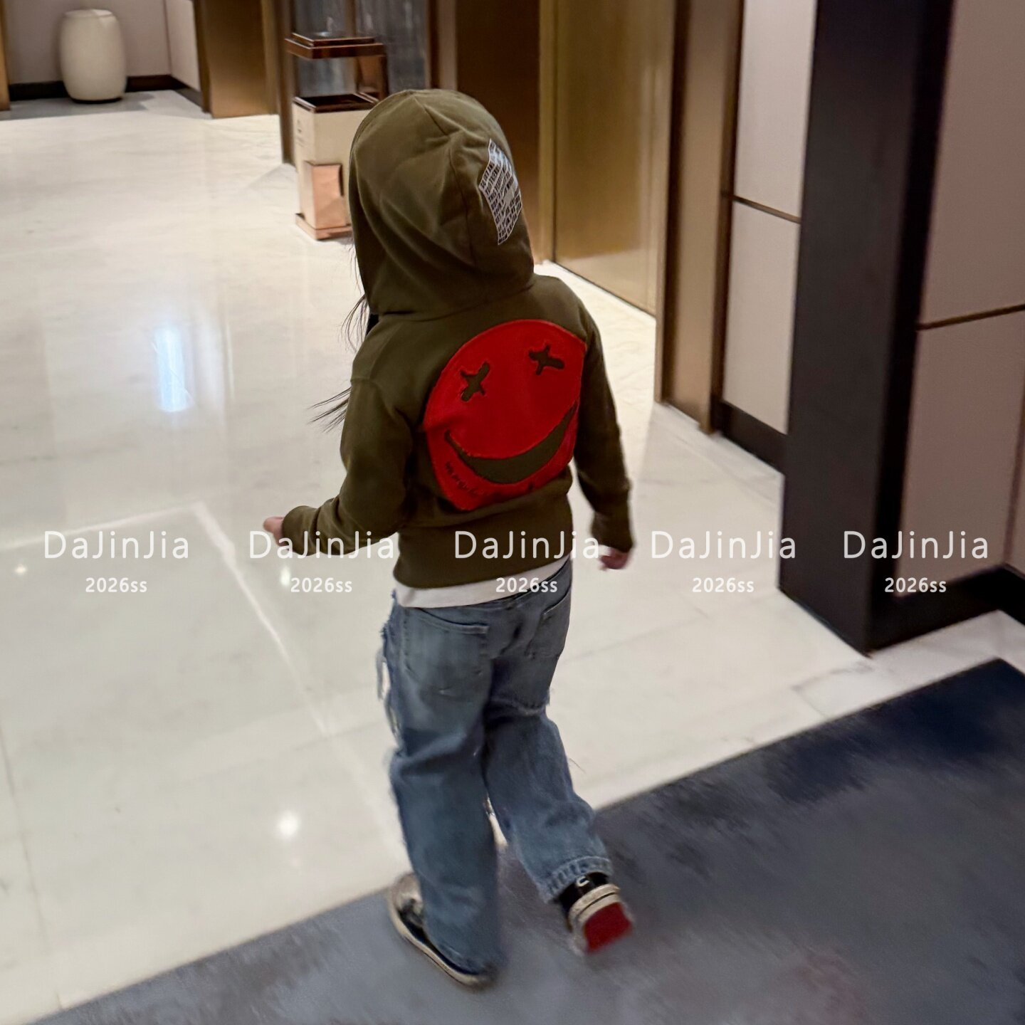 26春季新款美式潮牌笑脸男女宝薄款拉链连帽卫衣外套户外运动上衣