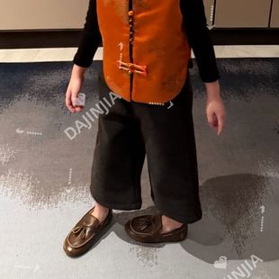 呢子裤 年服裤 加绒加厚一体绒灰色保暖九分百搭男女宝休闲裤 25冬季