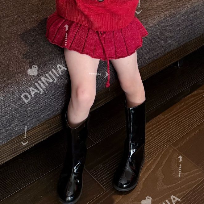 26新款潮牌M&p圣诞装跨年服纯手工冬季高支女宝宝半身红色裙裤