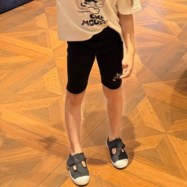 26早秋大金家男女宝米奇卡通刺绣弹力棉巨舒服百搭骑行休闲中短裤