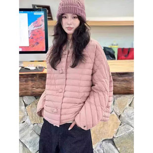 90轻薄羽绒服女短款2025秋冬季宽松休闲盘扣立领中国风高品质外套