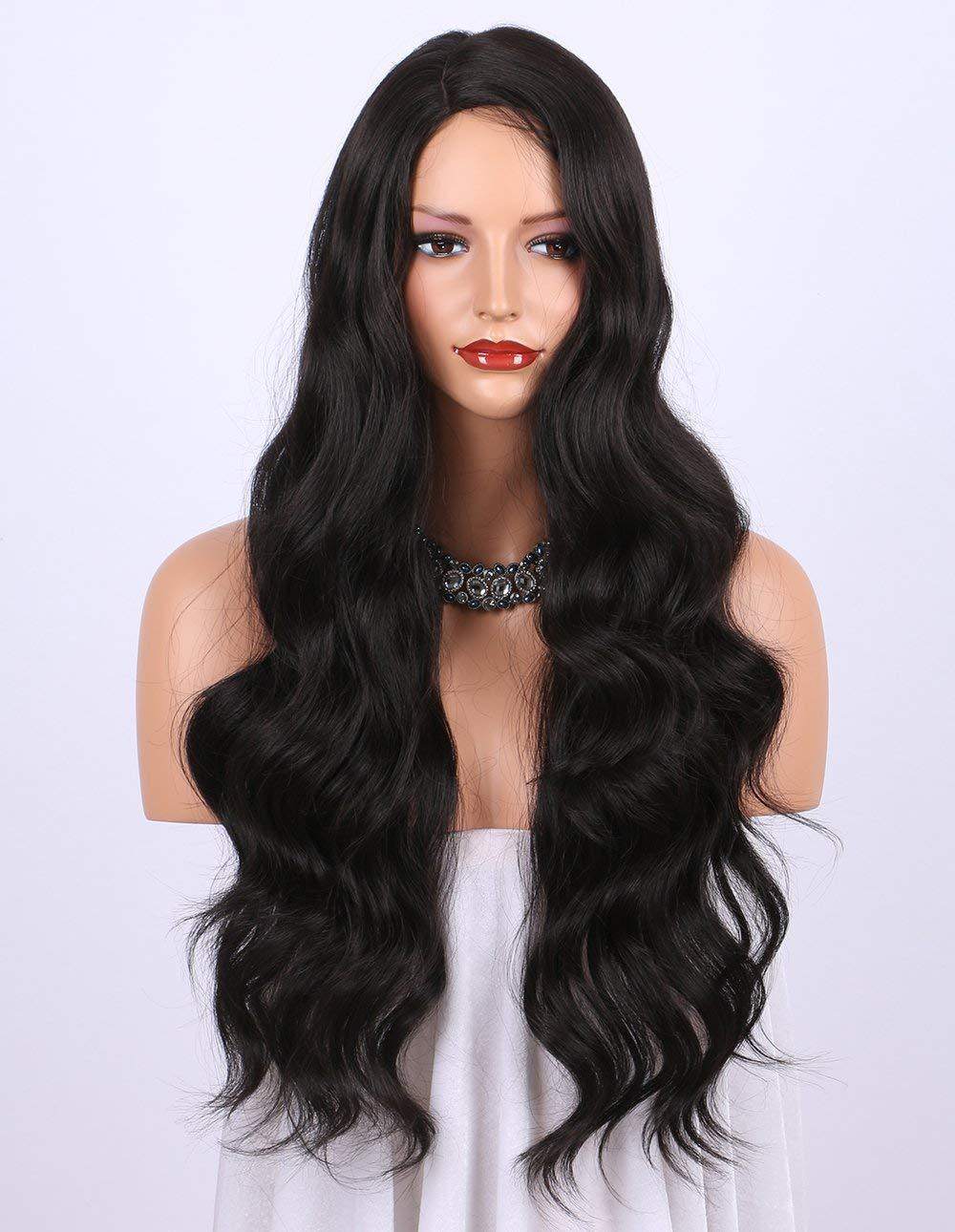 wig female big wave black split long curly hair chemical fib