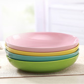 釉下彩陶瓷盘圆盘深盘家用创意简约北欧可爱8寸深口汤菜盘子碟子