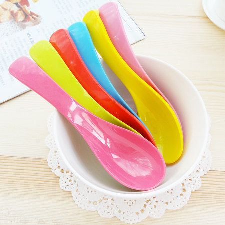 全场满29包邮 优质美耐瓷 尾厚柄 可爱糖果色 小汤勺 五彩小调羹