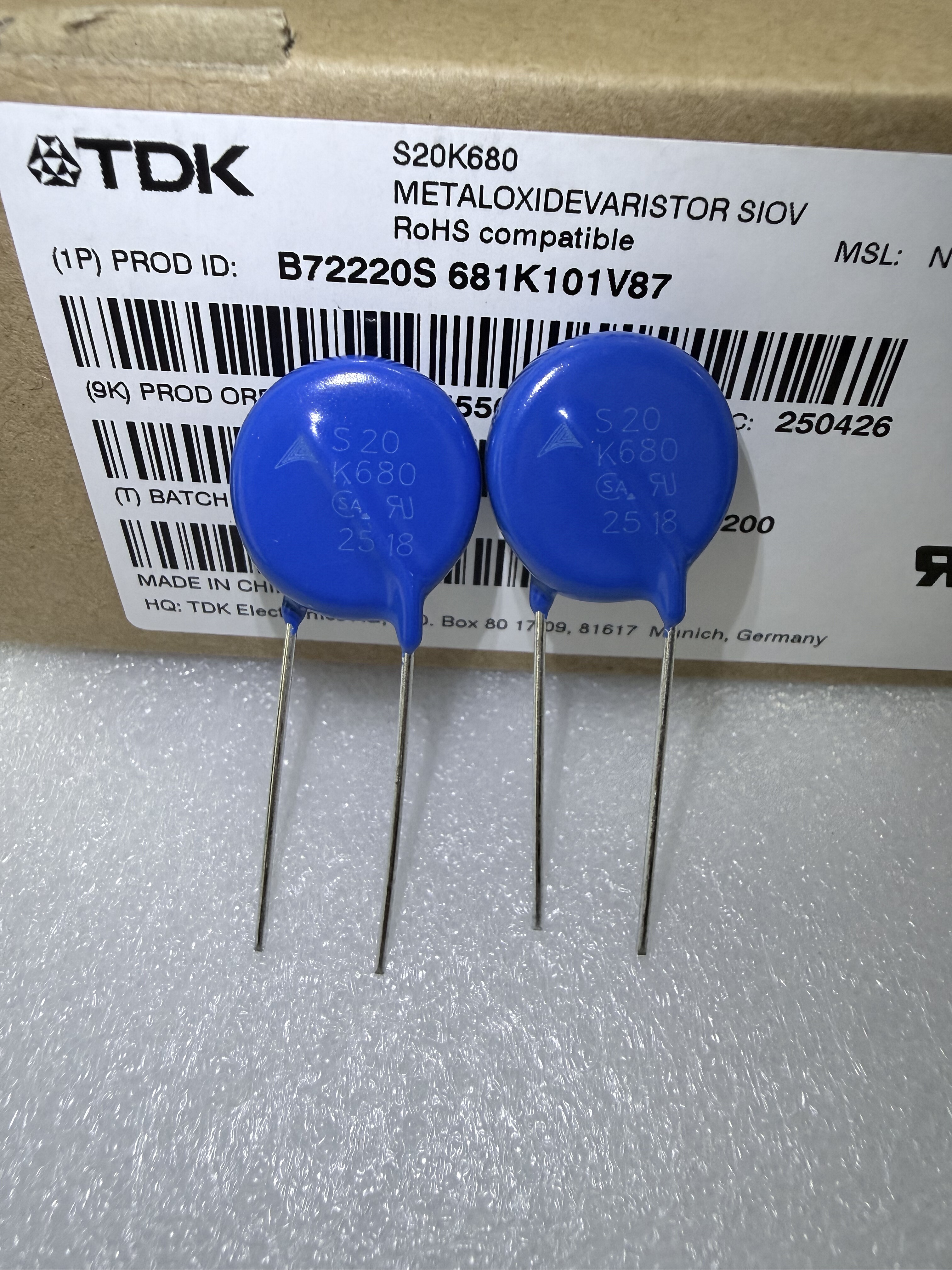 EPCOS压敏电阻S20K68电阻器