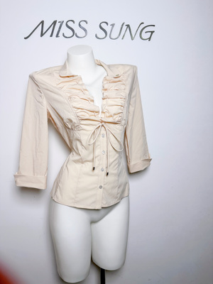 【不限定职场】25新品绑带收腰抽绳褶皱衬衫