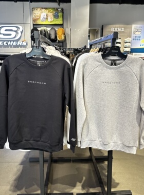 Skechers斯凯奇秋冬男款简约舒适宽松休闲针织套头卫衣P425M010