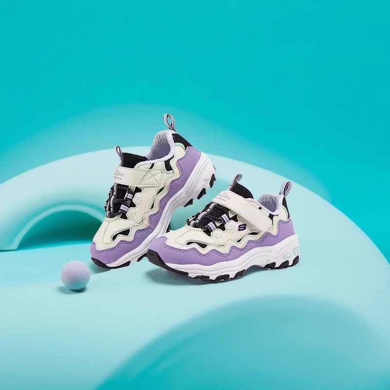 Skechers斯凯奇女童轻质吸震舒适透气网布魔术贴老爹鞋319028N