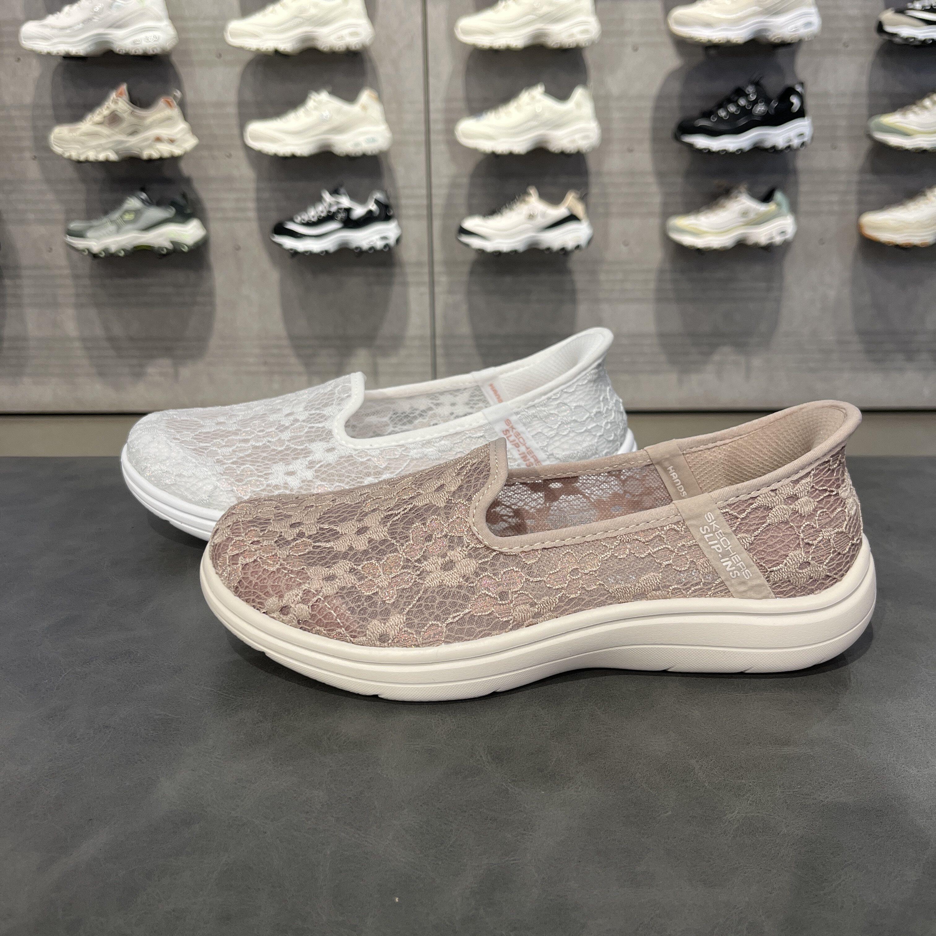 Skechers斯凯奇女士夏季闪穿花卉蕾丝透气轻盈百搭浅口单鞋138363