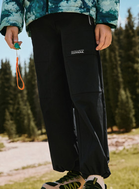 Skechers斯凯奇男童秋季儿童时尚百搭纯色防泼水运动长裤P325K010