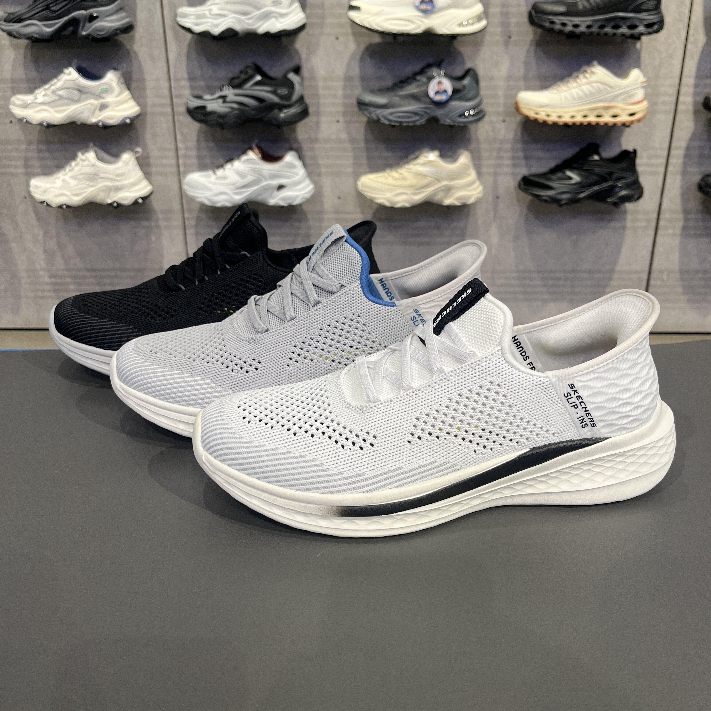 Skechers斯凯奇男士夏季网面透气轻便易穿脱闪穿休闲运动鞋210810
