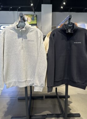 Skechers斯凯奇男士秋季纯色亲肤百搭立领运动休闲卫衣P125M020