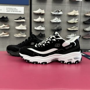 Skechers斯凯奇男士闪穿一脚蹬厚底高回弹经典黑白熊猫鞋232667