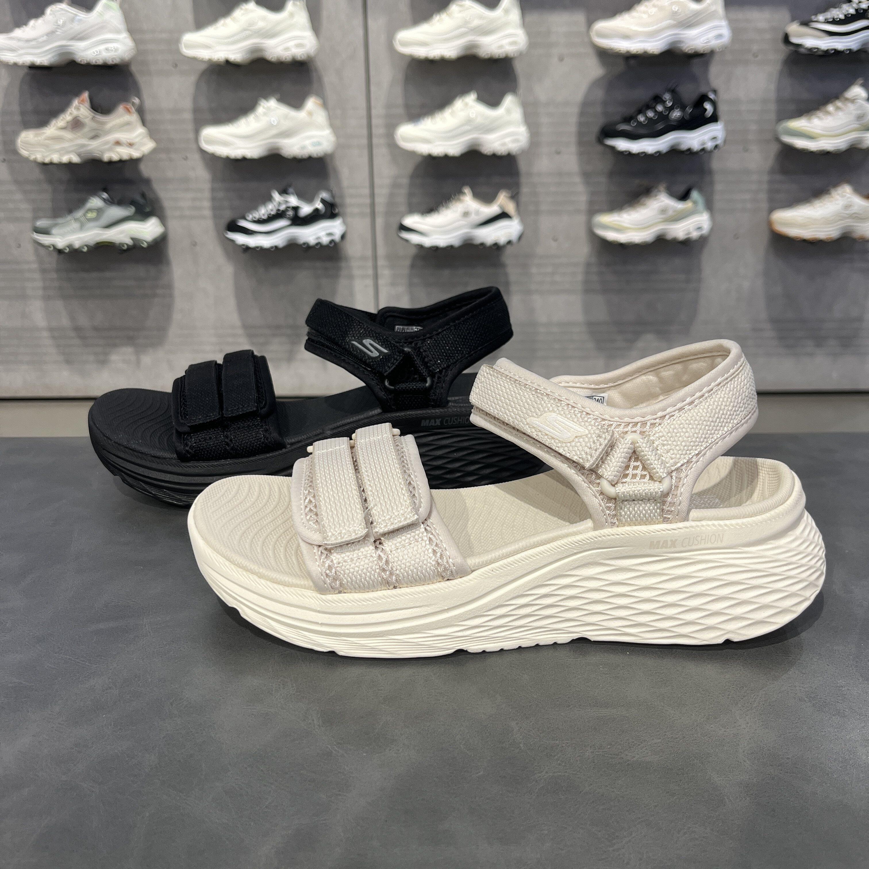 Skechers斯凯奇女士夏季新款魔术贴厚底轻盈舒适休闲凉鞋141617