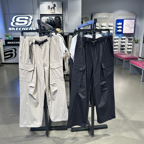 Skechers斯凯奇男士夏季防泼水宽松百搭梭织休闲工装裤P326M088