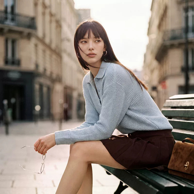 Skechers斯凯奇女士POLO领亲肤软糯舒适百搭毛织长袖衫L426W169