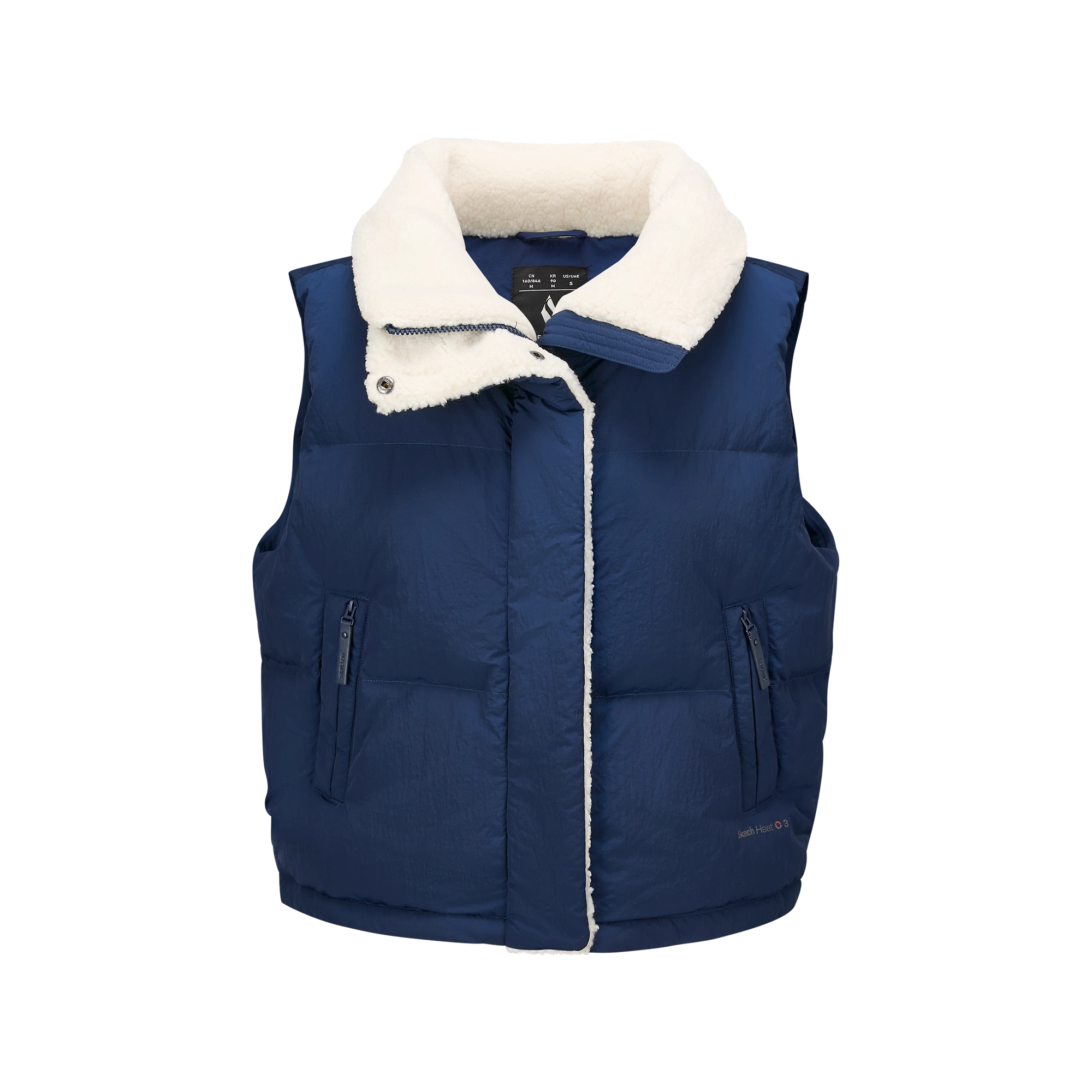 Skechers斯凯奇秋冬女款翻领羊羔毛加绒保暖舒适羽绒马甲L425W032