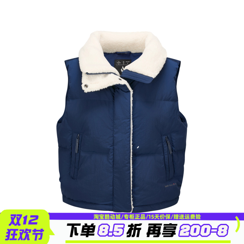 Skechers斯凯奇秋冬女款翻领羊羔毛加绒保暖舒适羽绒马甲L425W032