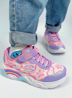Skechers斯凯奇女童鞋317002L大童闪灯运动休闲鞋302300L