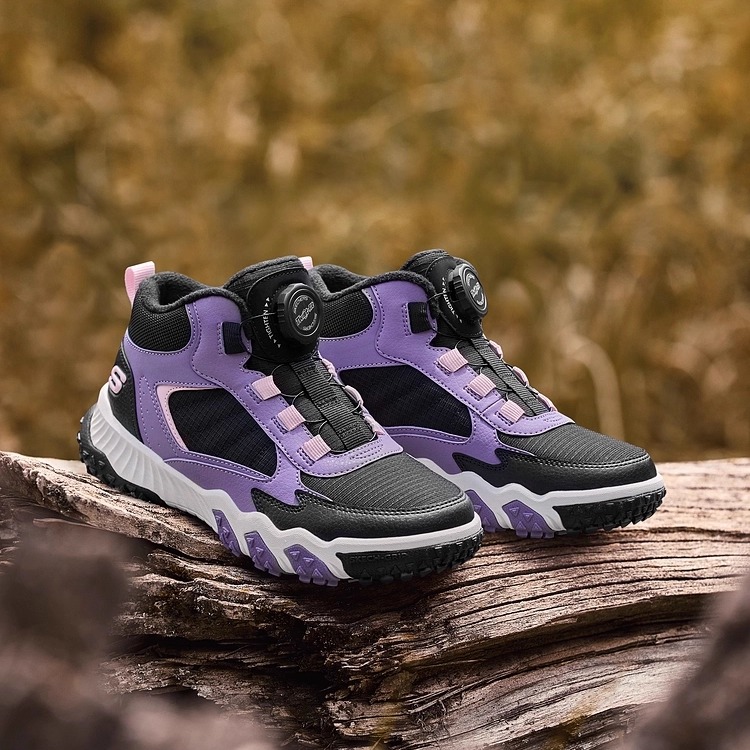 Skechers斯凯奇女童秋冬加绒保温旋钮高帮雪地靴运动鞋319254L