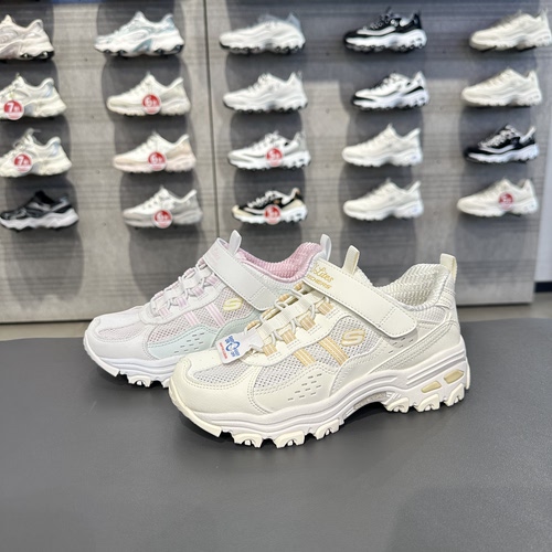 Skechers斯凯奇女童耐磨抓地轻质透气熊猫鞋魔术贴老爹鞋319099L