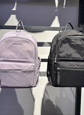 Skechers斯凯奇男女同款大容量简约百搭挺括通勤双肩背包P126U016