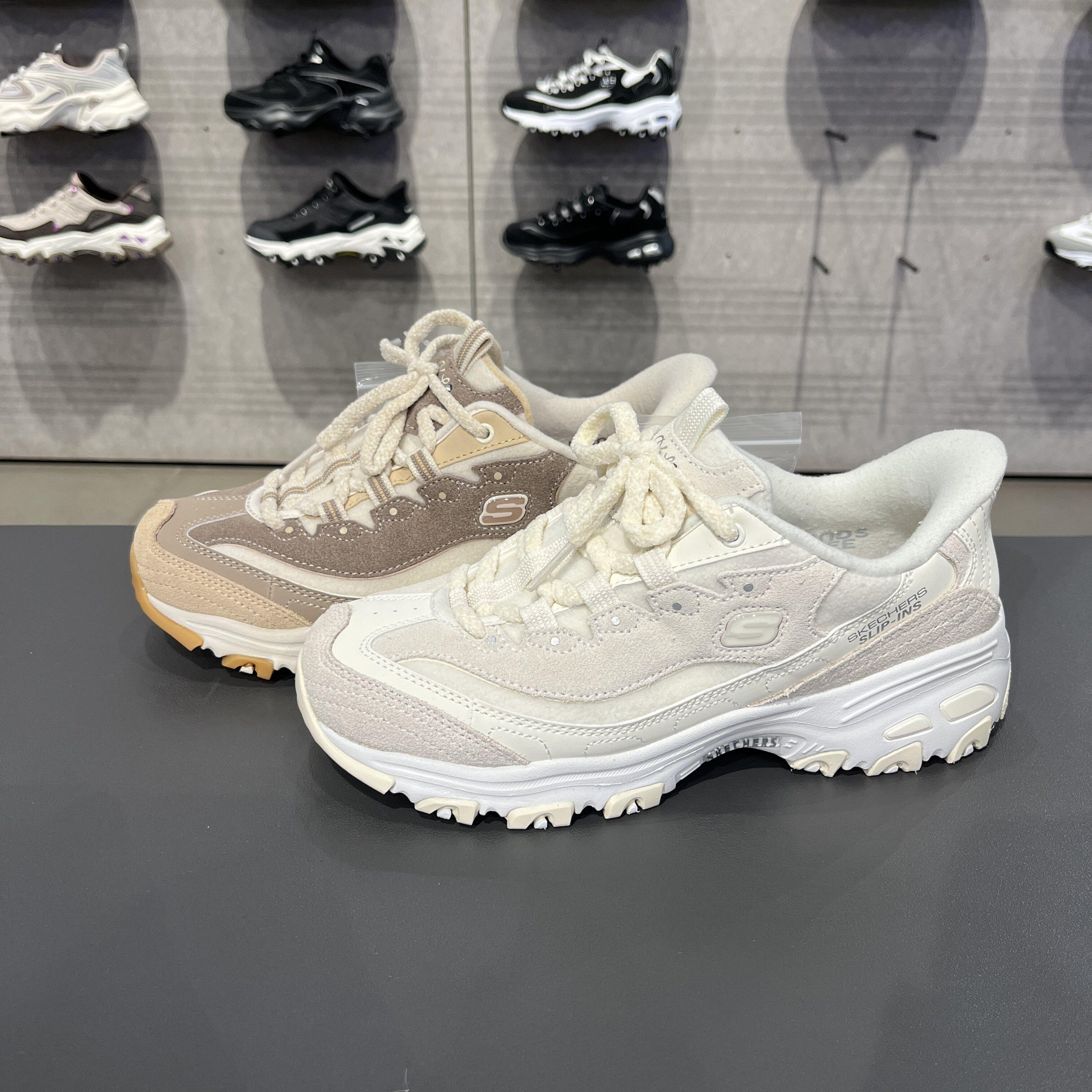 Skechers斯凯奇女士闪穿熊猫鞋秋冬加绒保暖轻质透气老爹鞋150558