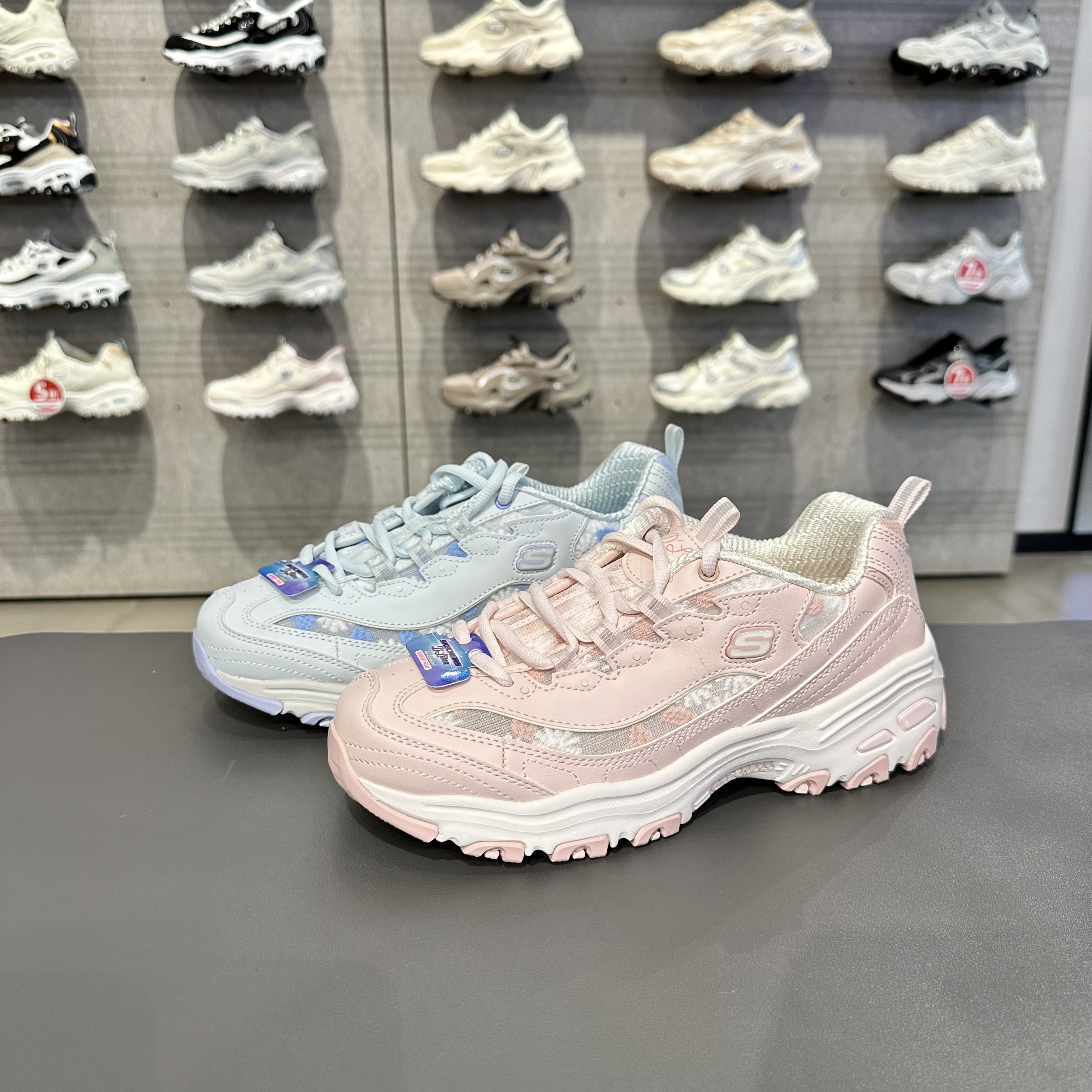 Skechers斯凯奇女款春夏季网面透气舒适花花熊猫鞋老爹鞋150552