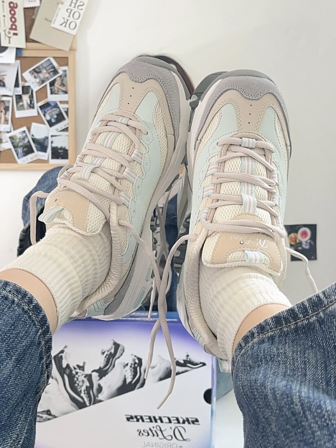 斯凯奇奶茶熊厚底熊猫鞋