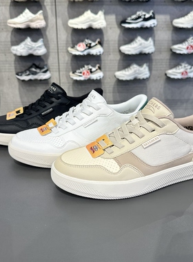 Skechers斯凯奇闪穿鞋男士一脚蹬高回弹皮面易打理休闲板鞋183402