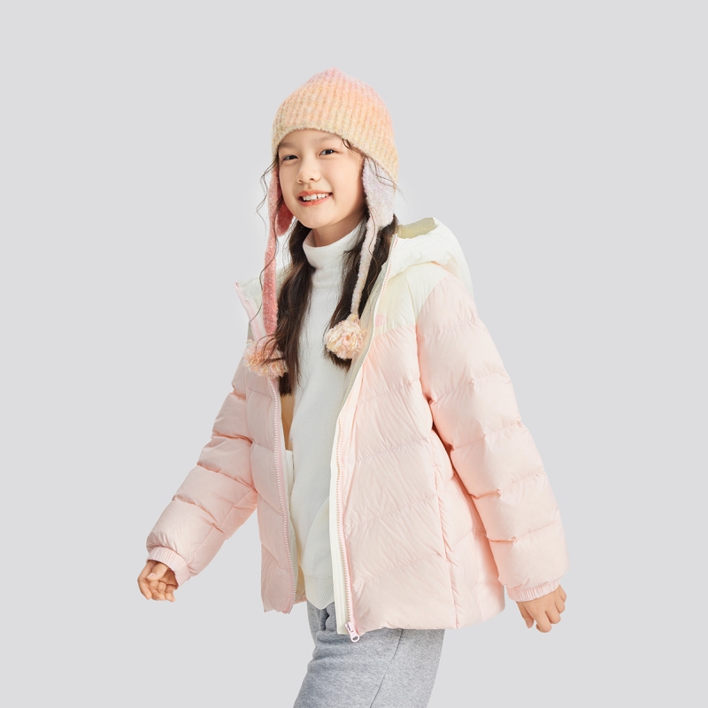 Skechers斯凯奇秋冬季男女童拼接连帽保暖梭织羽绒服外套L424K102