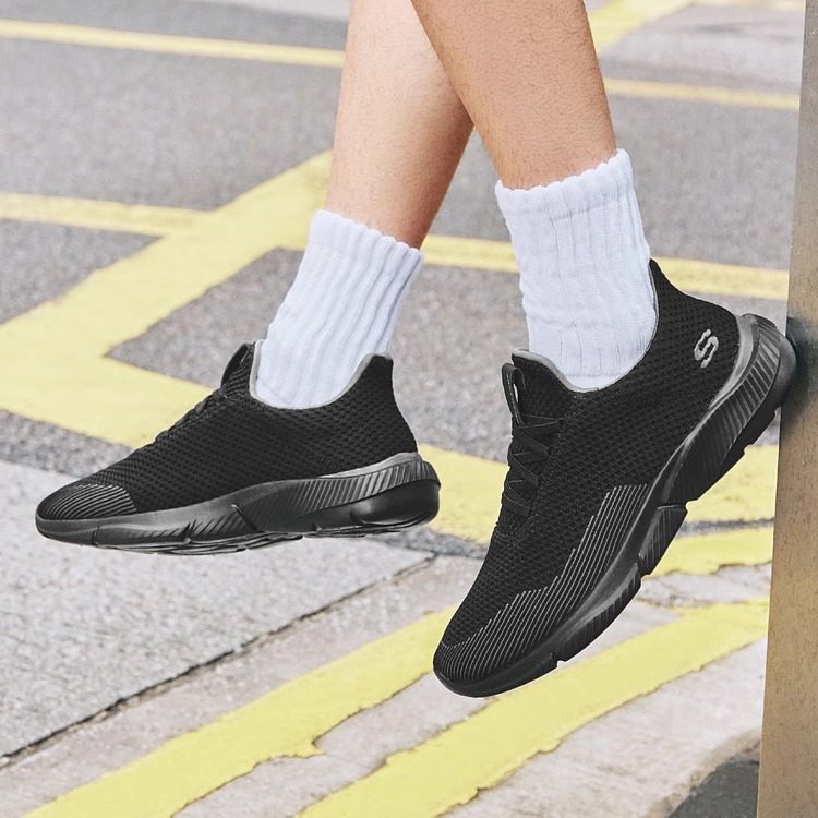 Skechers斯凯奇男士一脚蹬懒人鞋网布轻盈透气休闲运动鞋65867