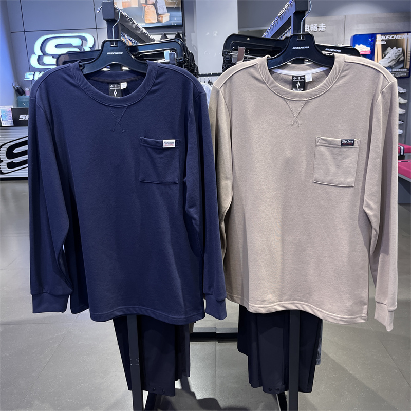 斯凯奇男款针织圆领卫衣