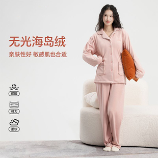 Skechers斯凯奇女款 纯棉可外穿睡衣L325W090 秋冬舒适保暖宽松长袖