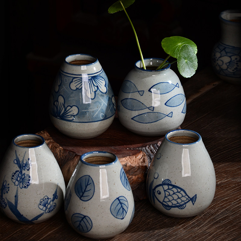 景德镇手绘粗陶中式风茶道花插