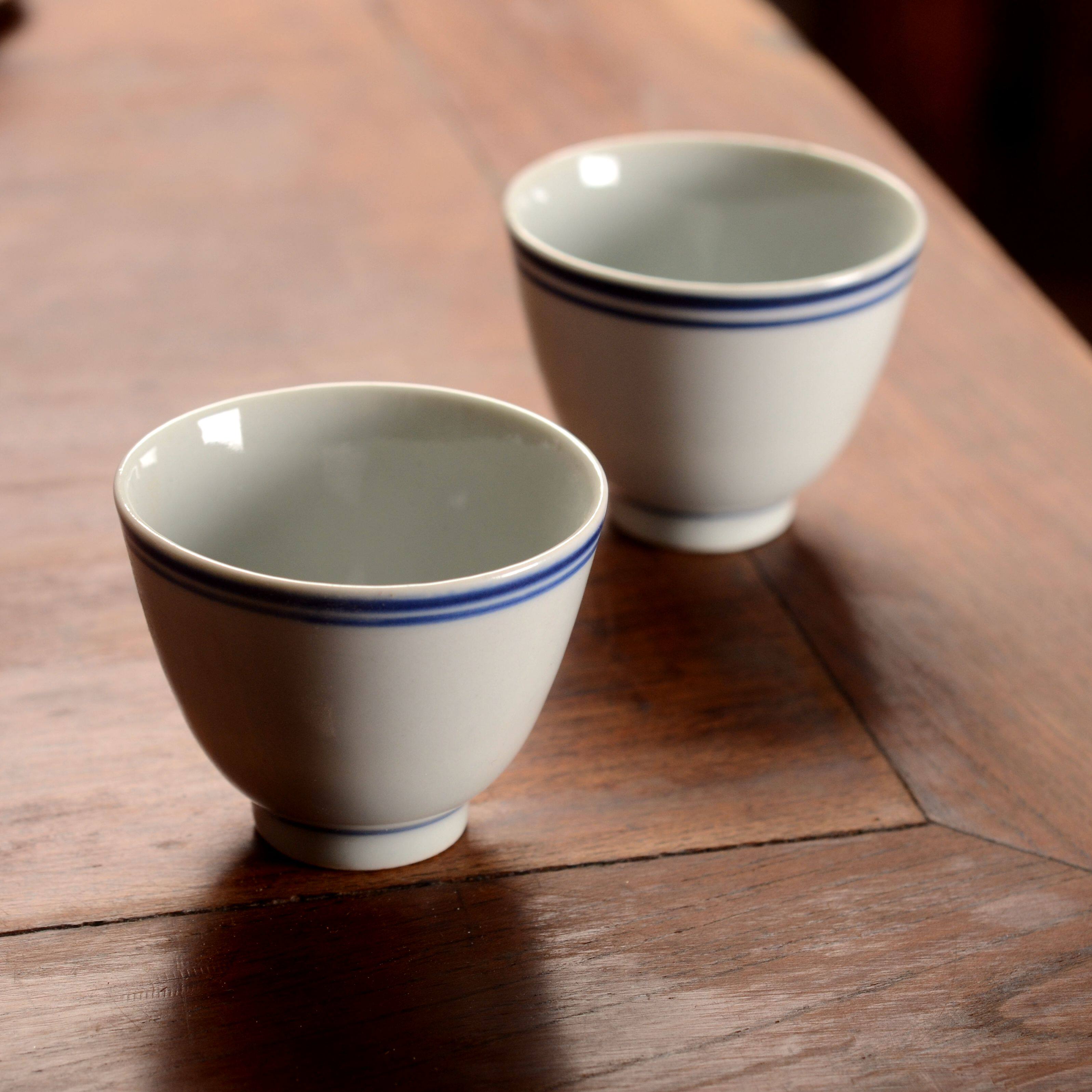 景德镇仿古瓷民国双线青灰釉 功夫茶杯 茶具品杯