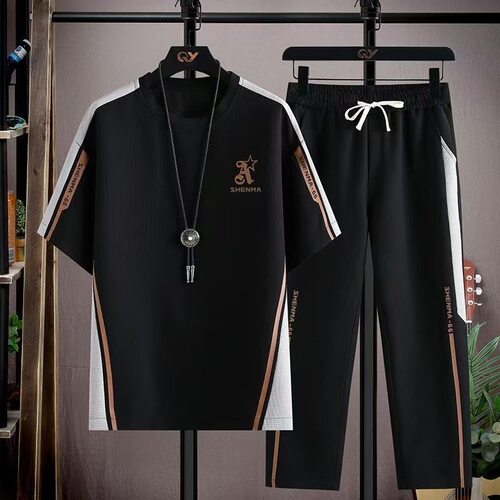 休闲运动套装男夏季短袖t恤长裤