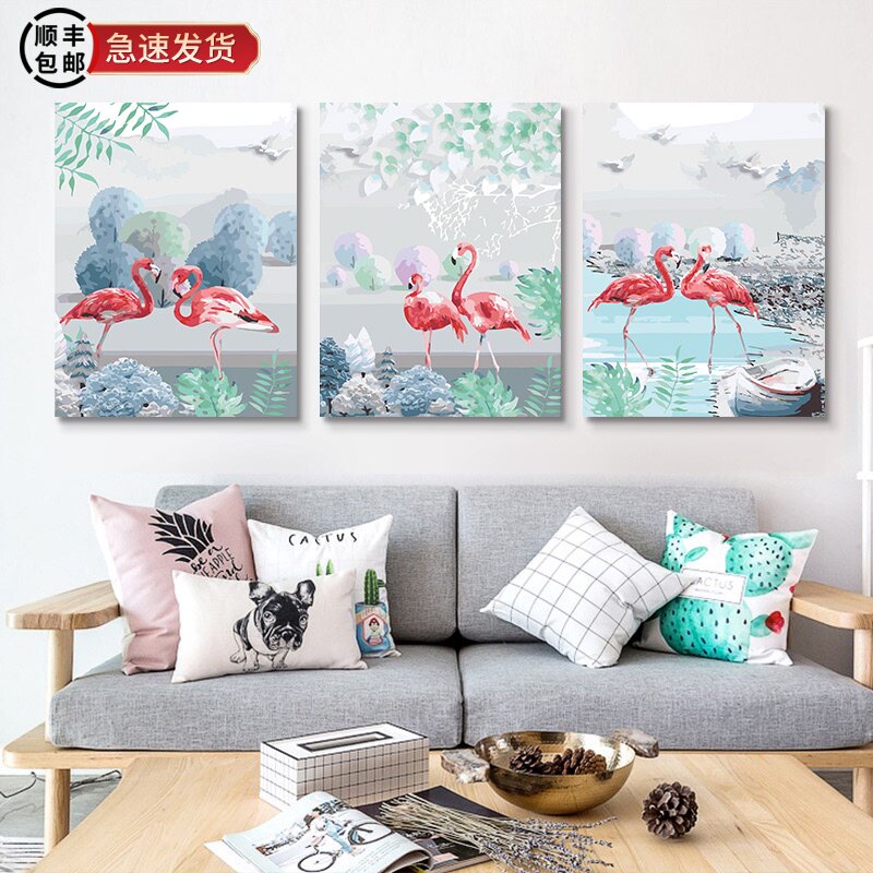 diy数字油画客厅花卉风景人物装饰画 手工绘填色油彩画三拼三联画|ruв категории Домашний быт, декоративная живопись, DIY/цифровой живописи - от Buy2taobao.com для оказания профессиональной услуги покупки агента Taobao