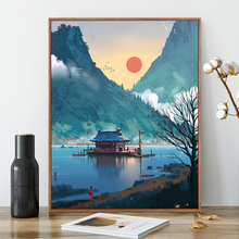数字油画diy手工动漫填色油彩画客厅风景挂画卡通人物减压装饰画