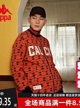 Kappa卡帕复古开衫外套新款情侣男女宽松印花卫衣K0BZ2WK08D
