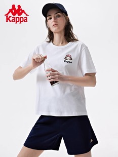 Kappa卡帕女子2024春季 T恤K0D42TD89 运动休闲印花圆领短袖 新款