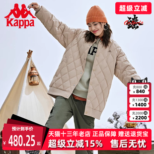 防寒外套學(xué)院風(fēng)中長款 Kappa卡帕女子棉服2023秋冬新款 絎縫羽絨服