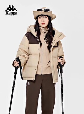 Kappa卡帕女冬新款连帽撞色羽绒服休闲百搭防寒服K0D82YY70
