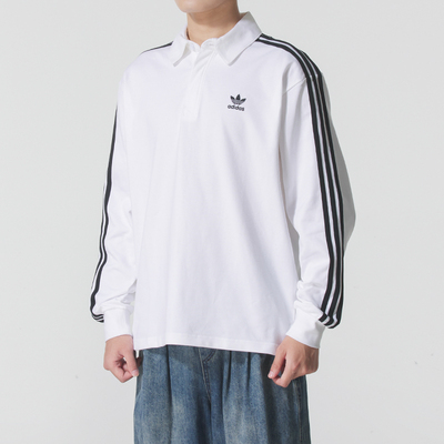 Adidas阿迪达斯三叶草男装2025冬季新款Rugby 长袖POLO衫IZ2459