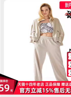 Kappa卡帕女裤春季新款高腰直筒排扣休闲串标运动裤K0D42AK63