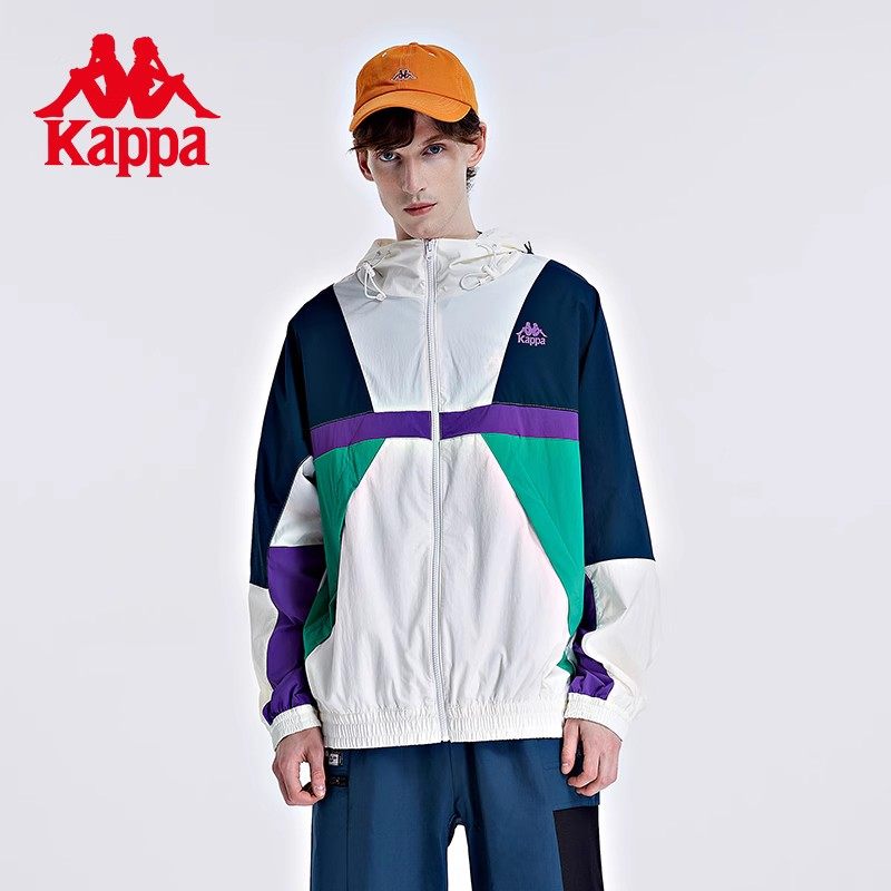 Kappa卡帕春季新款女梭织开衫休闲连帽夹克运动外套K0C22FJ01