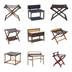 酒店民宿会所客房实木收纳置物架行李柜现代轻奢样板间折叠行李架